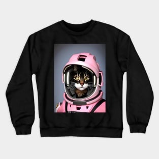 Pink Astronaut Cat- Modern Digital Art Crewneck Sweatshirt